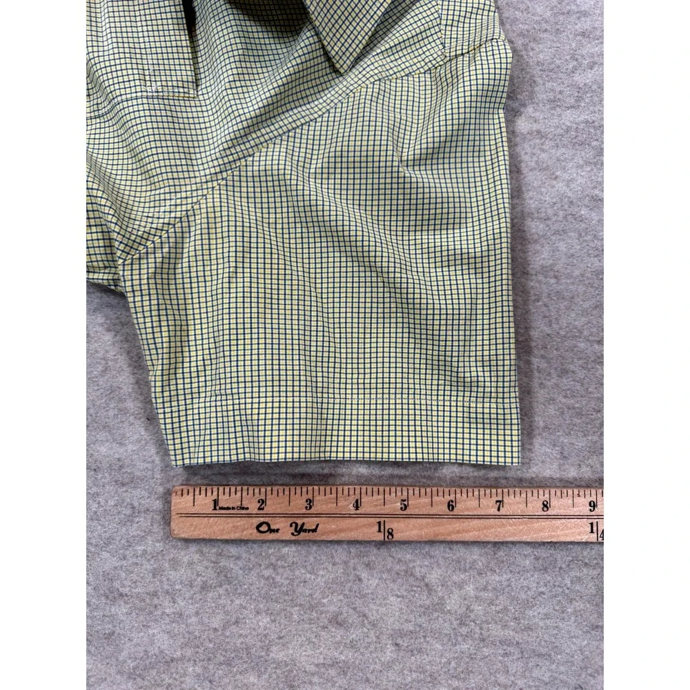 Banana Republic Stretch Shirt Mens Large Green Micro Check Cotton Button Up